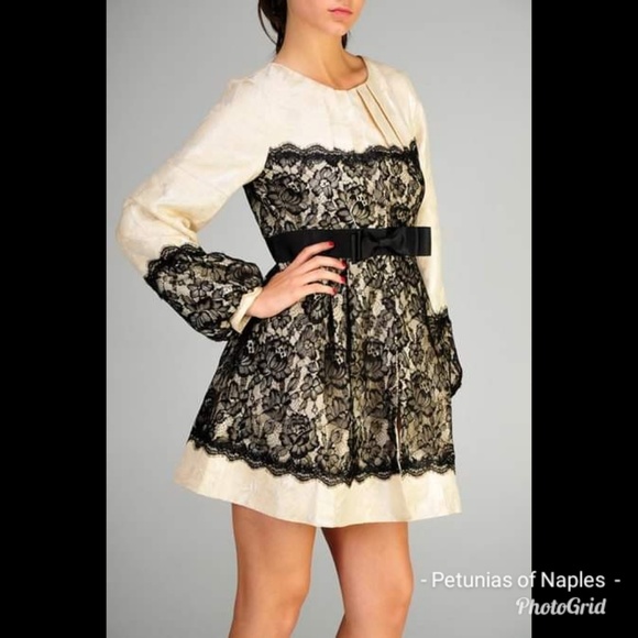 Black Jackets & Blazers - Cream Damask Coat with Black Lace